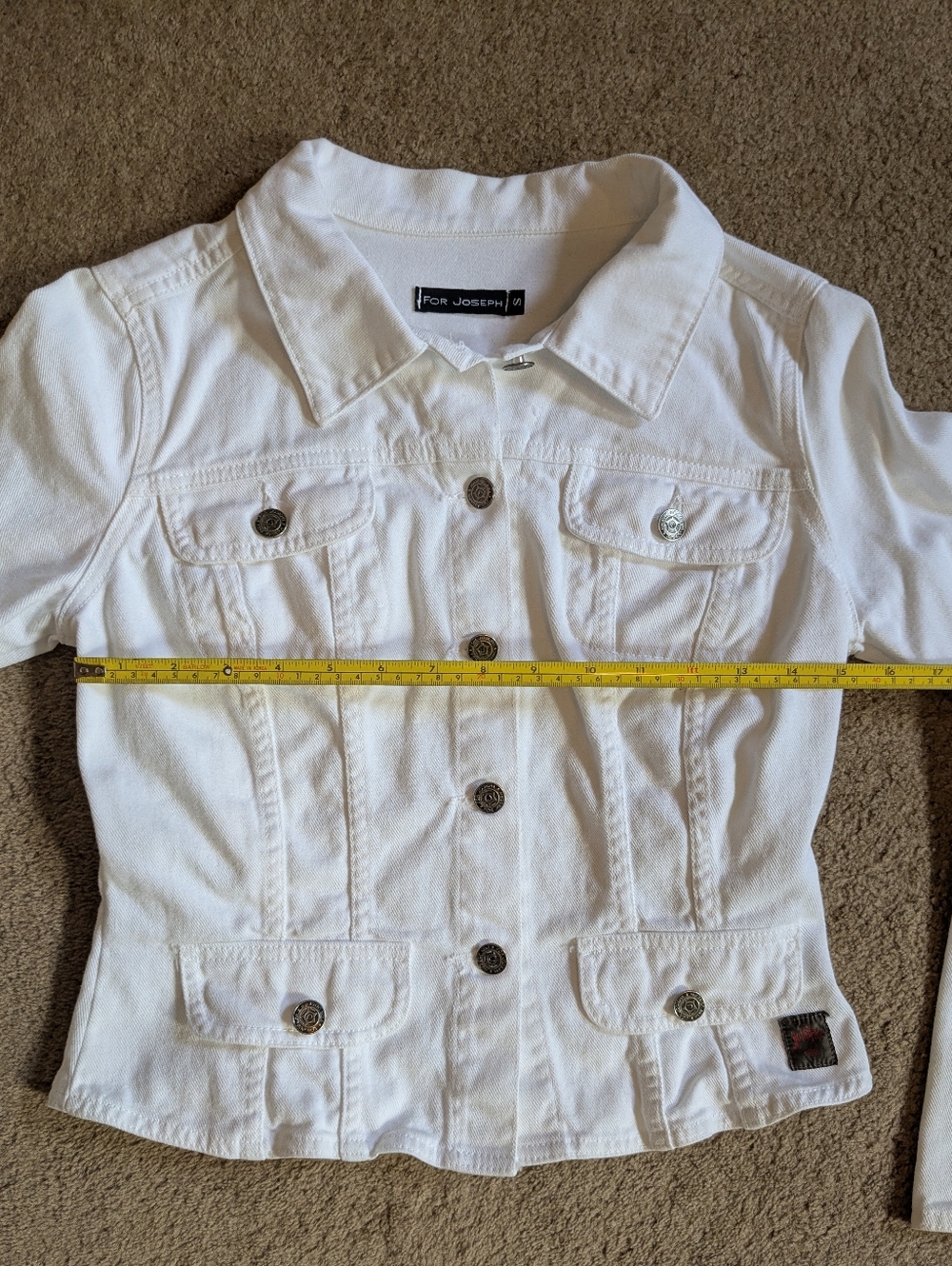 Vintage 80-90s White Jean Denim Jacket Cropped Fitted For Joseph S Classic - Picture 3 of 9